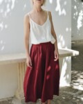 Model wearing linen outfit in summer