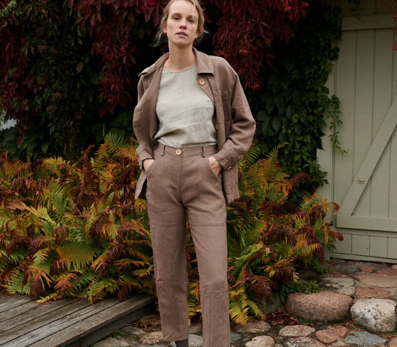 Village girl wearing heavy weight linen pants