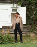 Cacao top and black linen pants set
