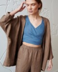 thrown on waffle linen summer jacket