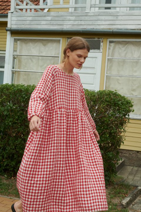 Gingham Maxi Linen Dress – Margo