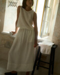 white linen maxi skirt