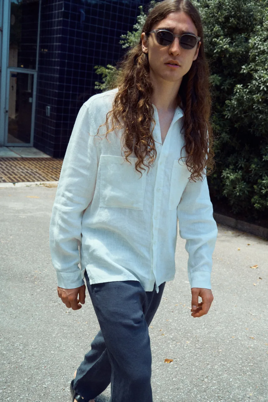 men wearing white linen shirt