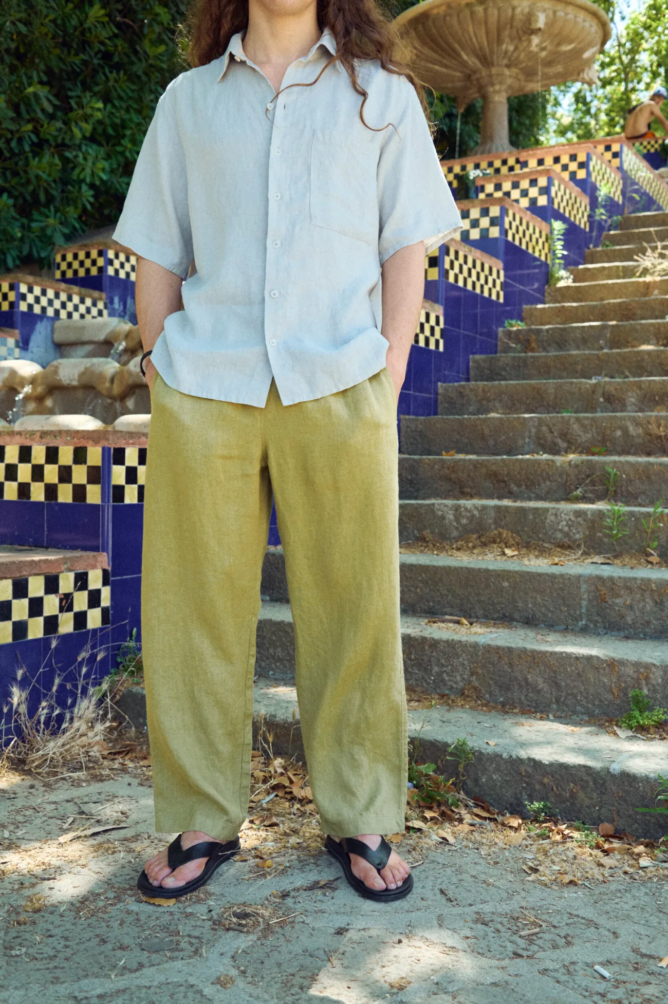 Summer linen pants for men with a relaxed straight-leg fit